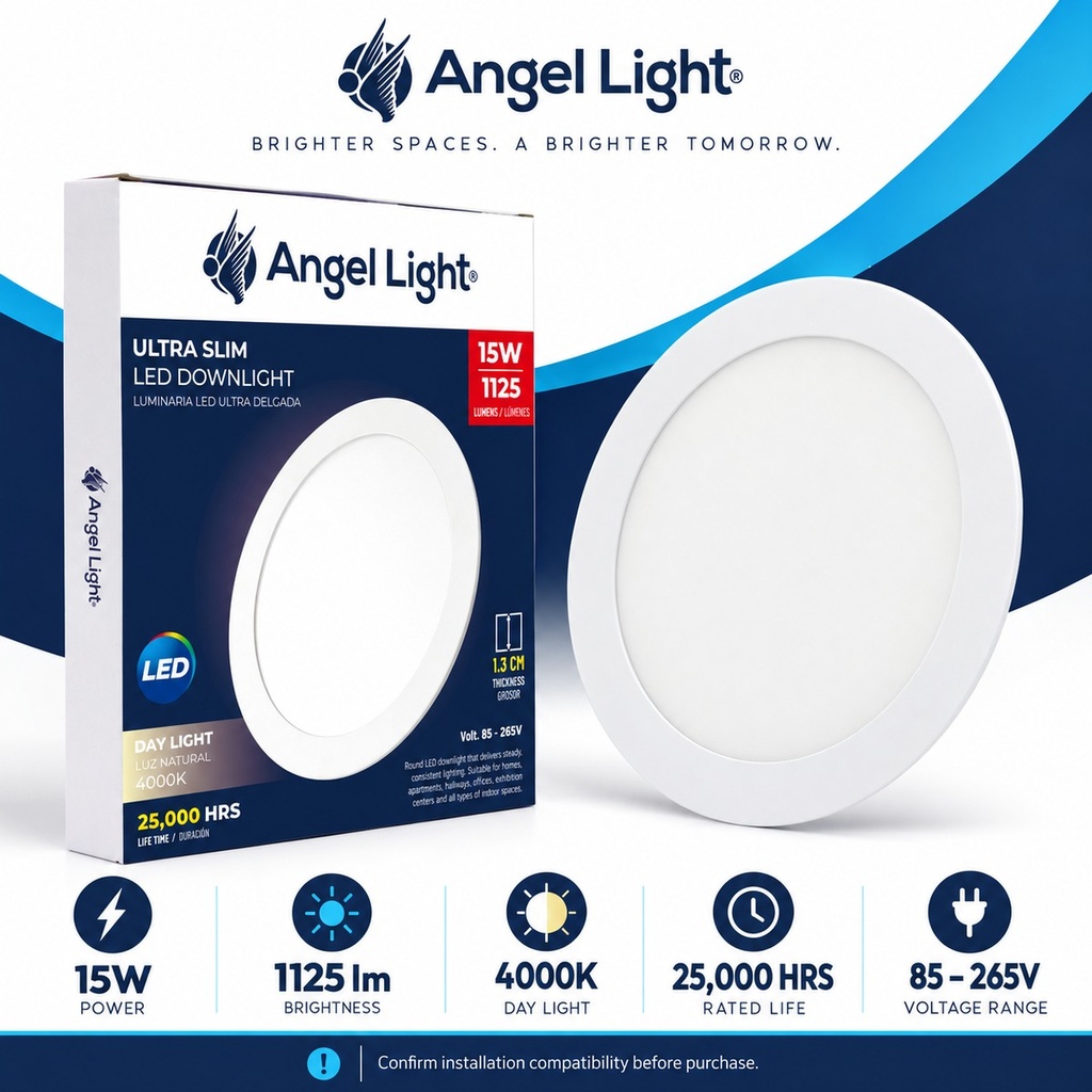 LED round recessed panel light 188mm 15w 4000K white