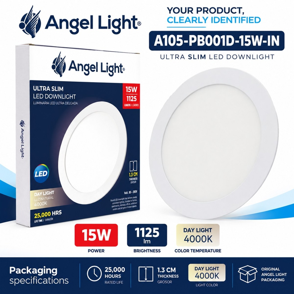 LED round recessed panel light 188mm 15w 4000K white
