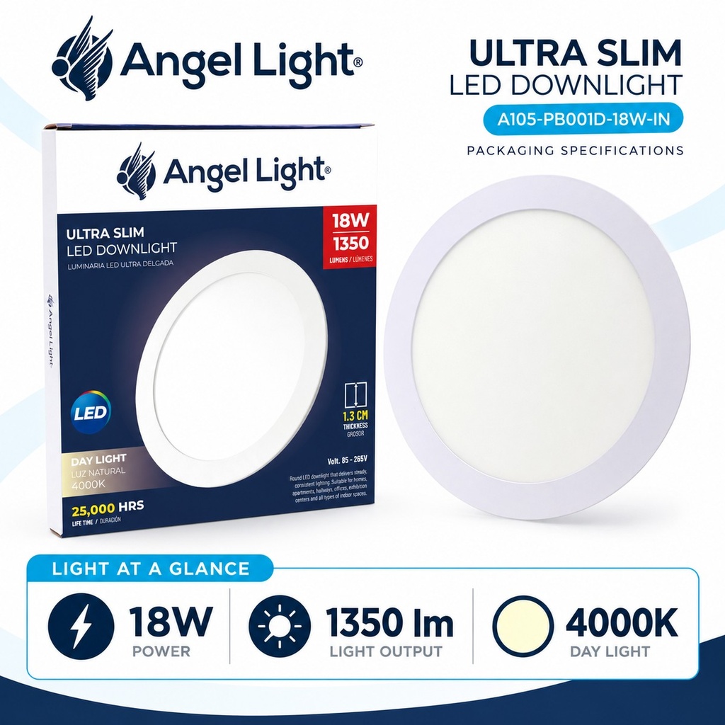 LED round recessed panel light 221mm 18w 4000K white
