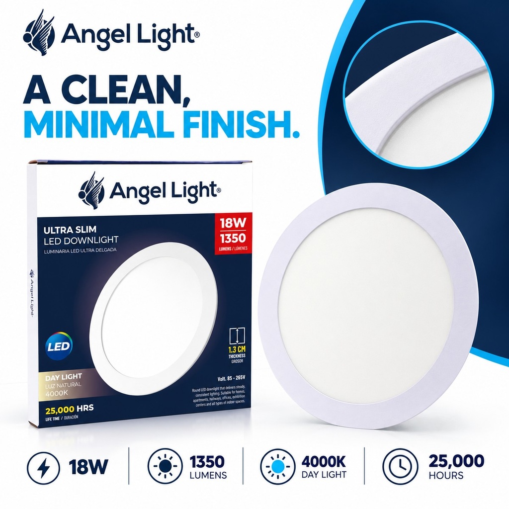 LED round recessed panel light 221mm 18w 4000K white