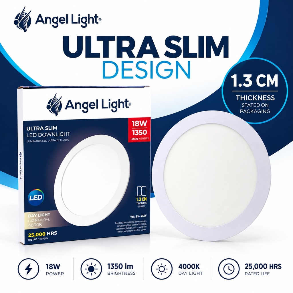 LED round recessed panel light 221mm 18w 4000K white