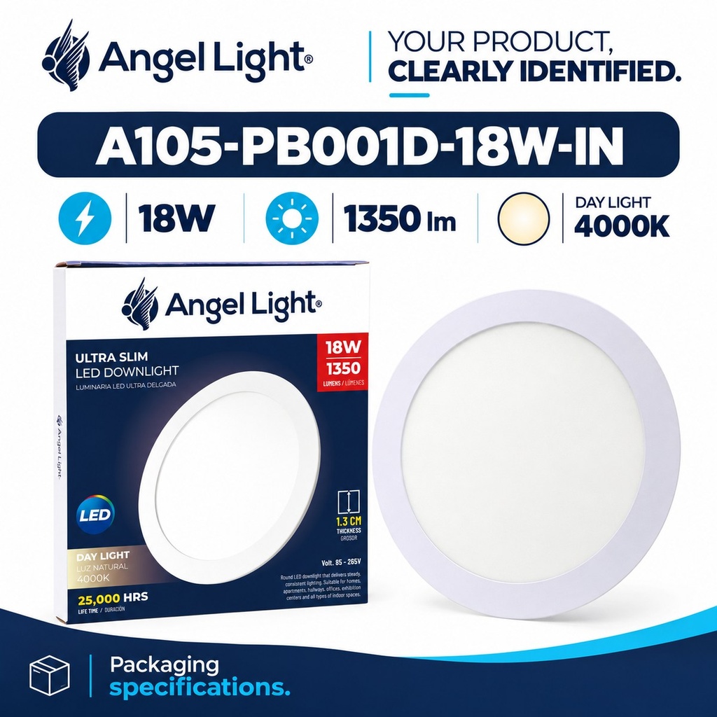 LED round recessed panel light 221mm 18w 4000K white