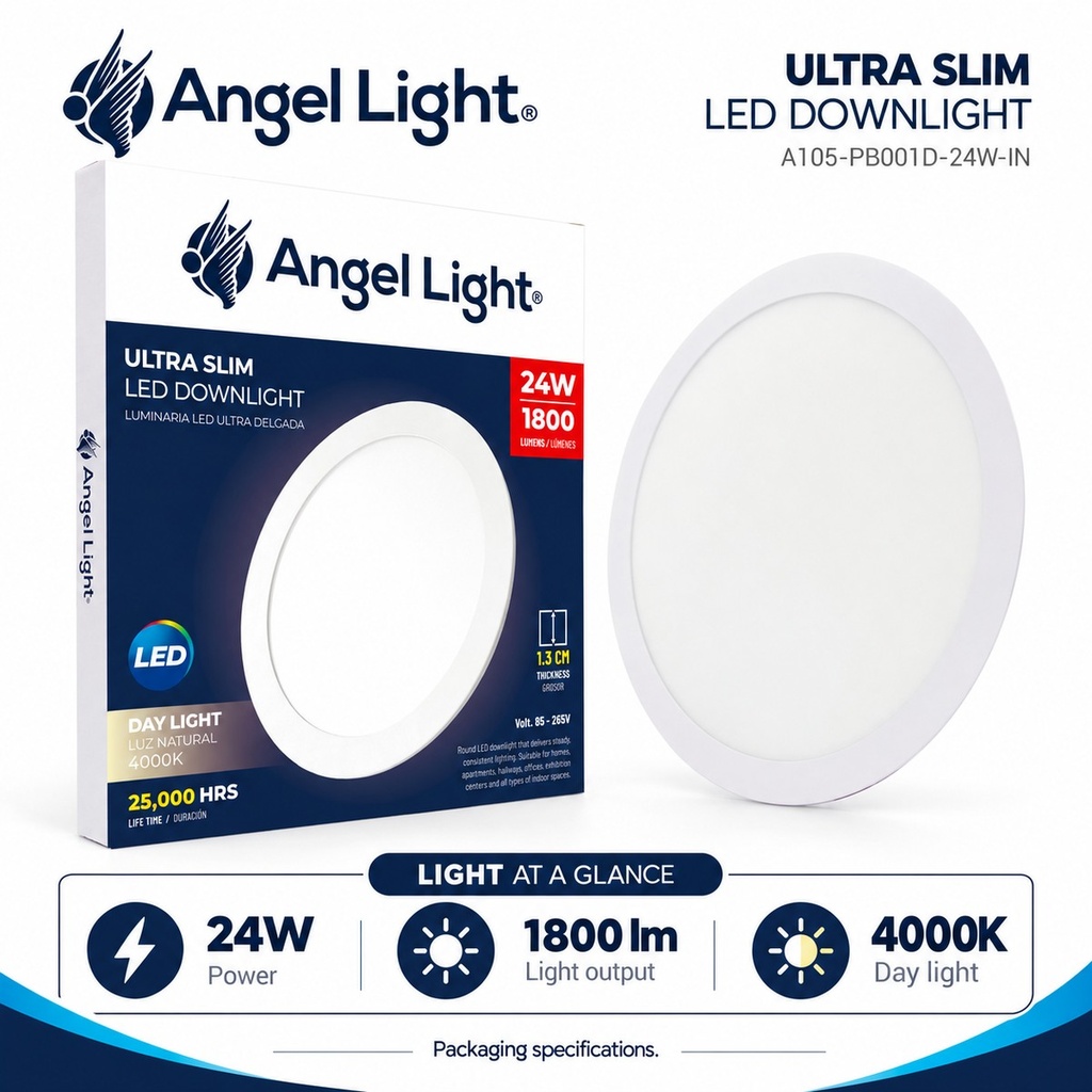 LED round recessed panel light 293mm 24w 4000K white