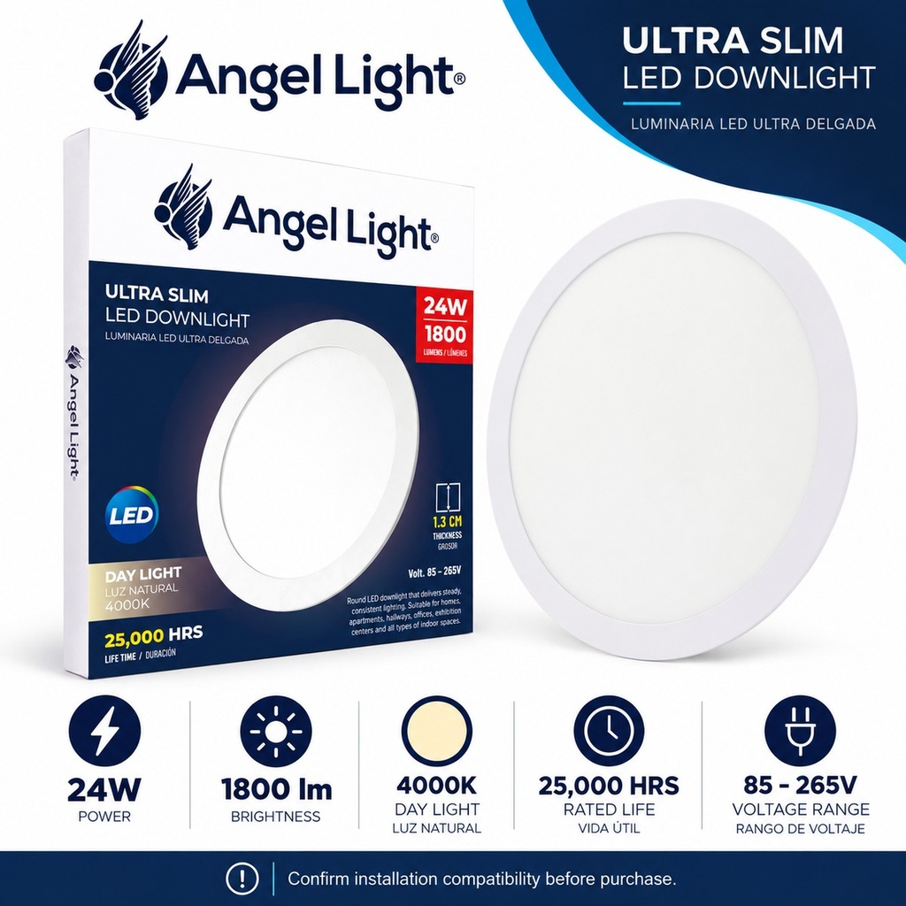 LED round recessed panel light 293mm 24w 4000K white