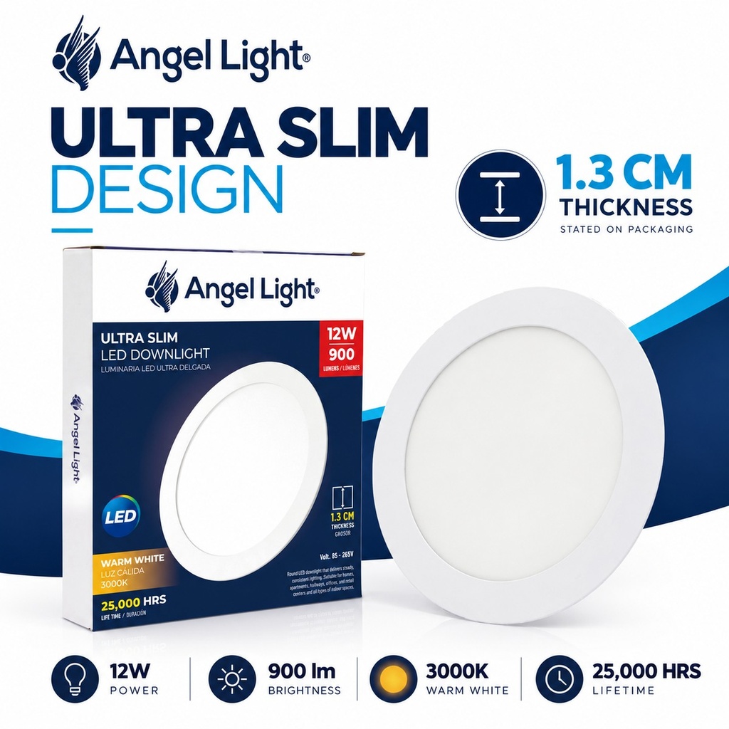 LED round recessed panel light 168mm 12w 3000K white