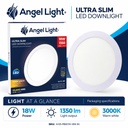 LED round recessed panel light 221mm 18w 3000K white
