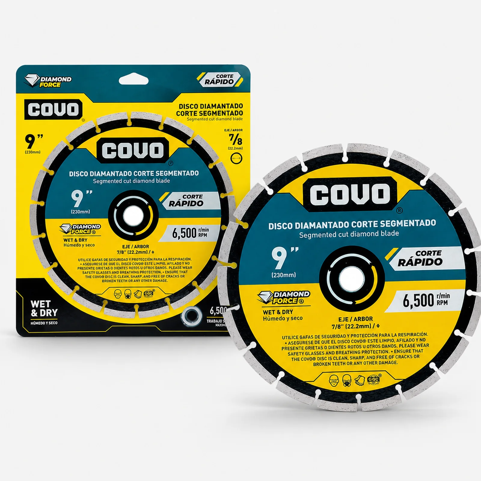 Segmented Diamond Cutting Blade / For Rough Concrete / Wet & Dry / 1 Piece / 9" (230mm)