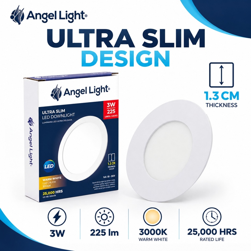 LED round recessed panel light 82mm 3w 3000K white