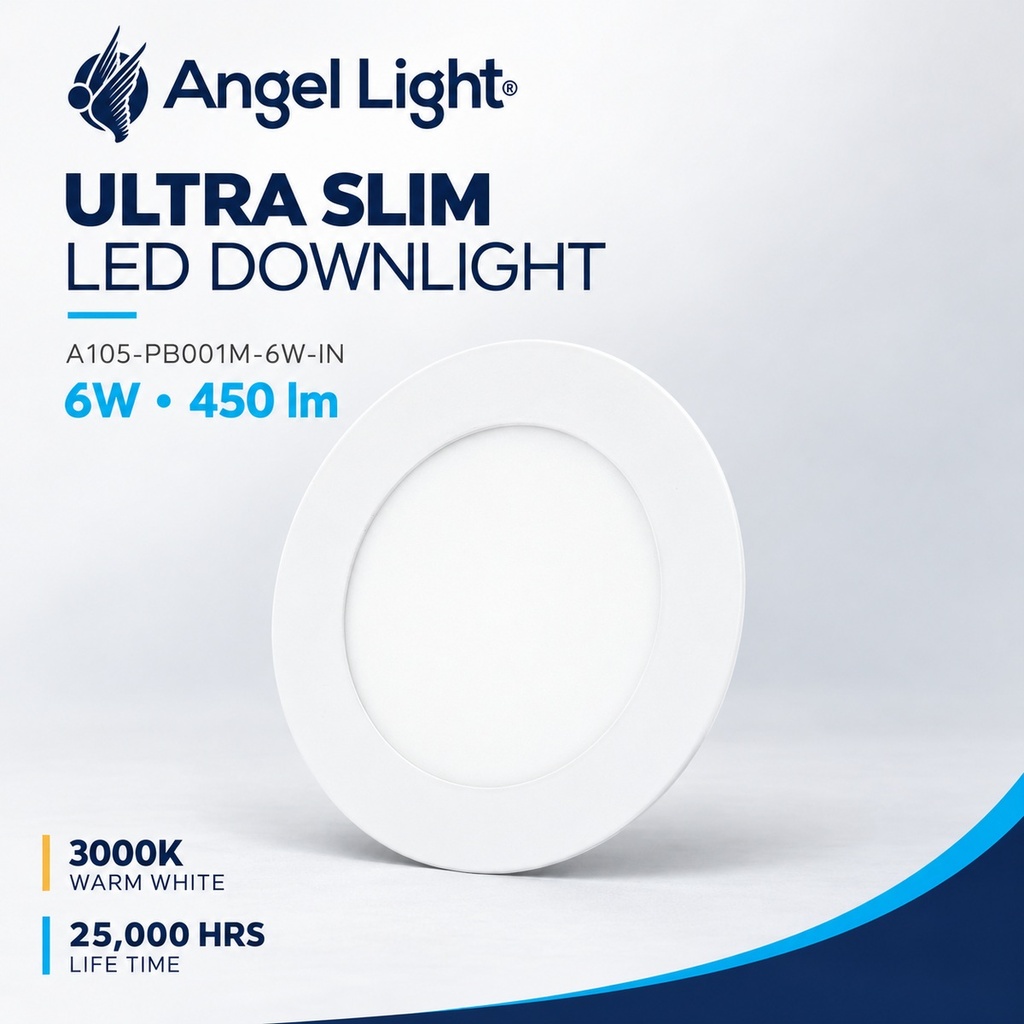 LED round recessed panel light 118mm 6w 3000K white