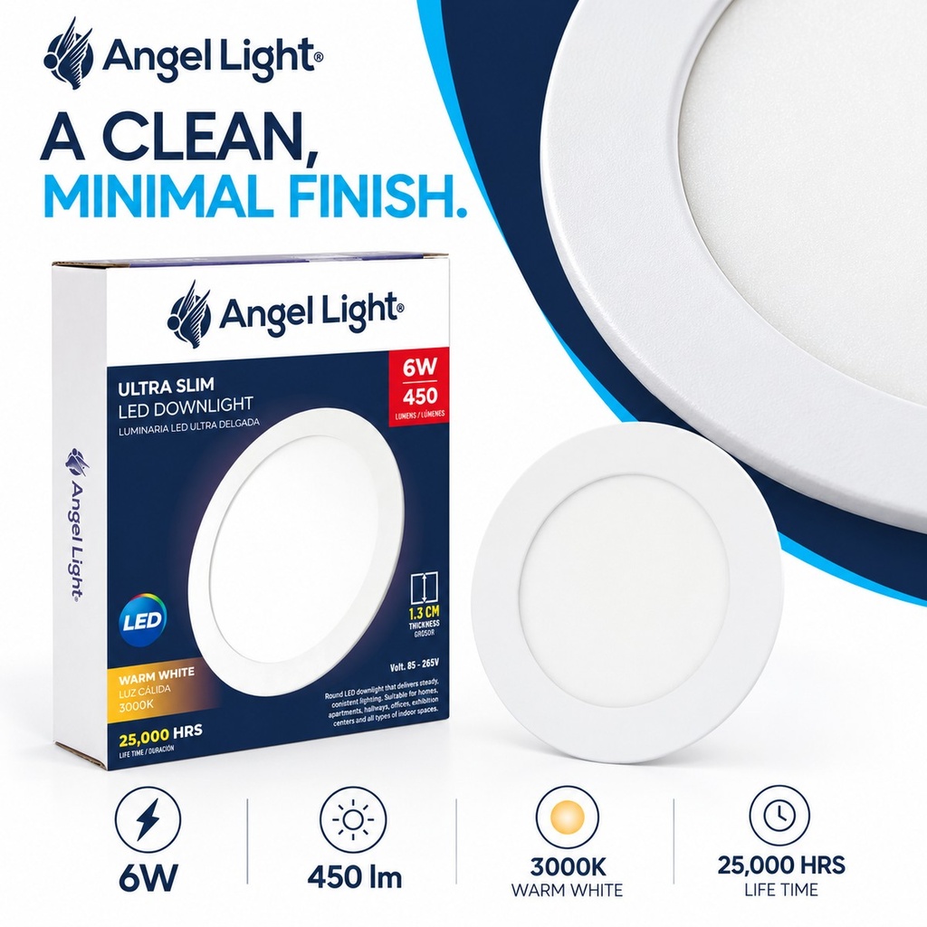 LED round recessed panel light 118mm 6w 3000K white