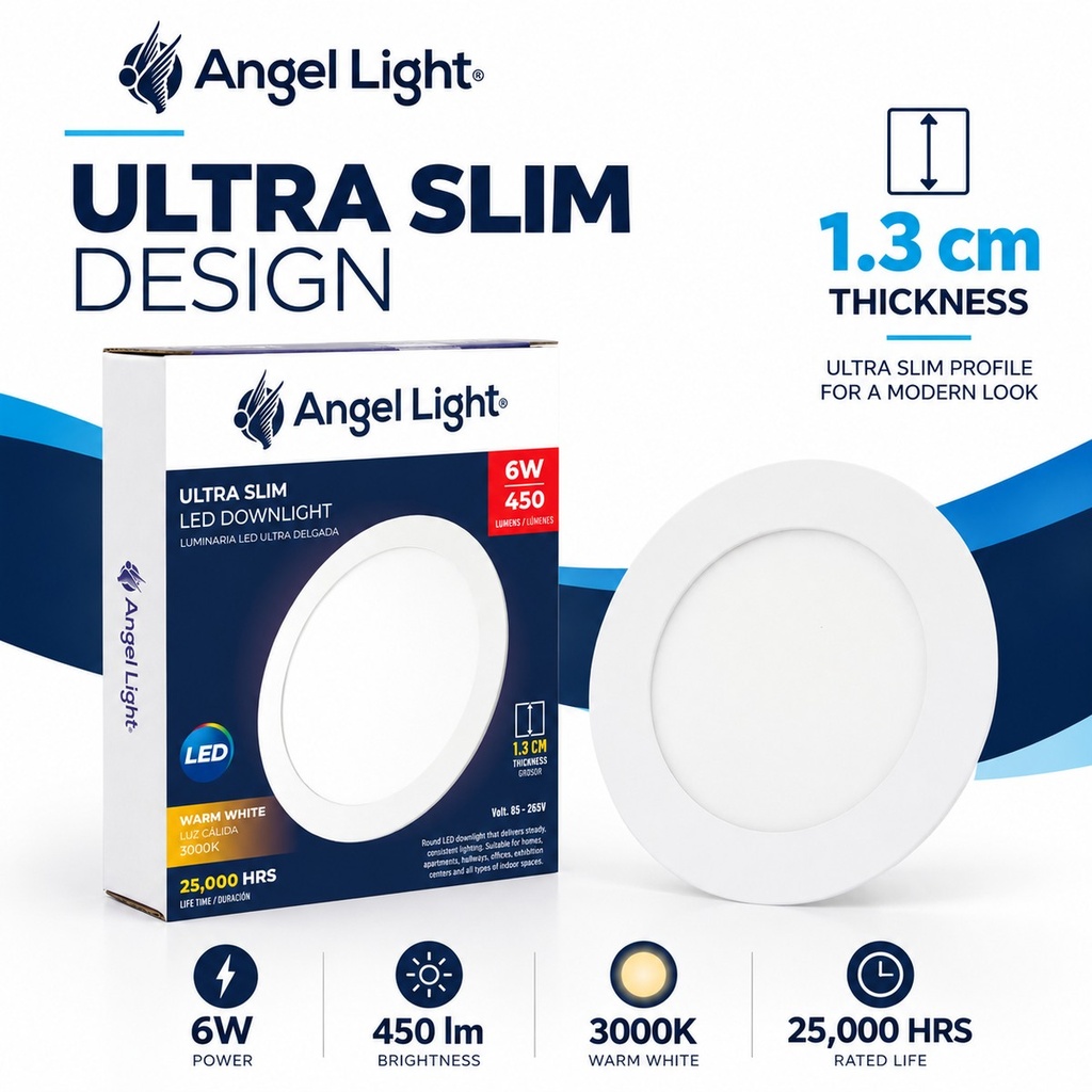 LED round recessed panel light 118mm 6w 3000K white