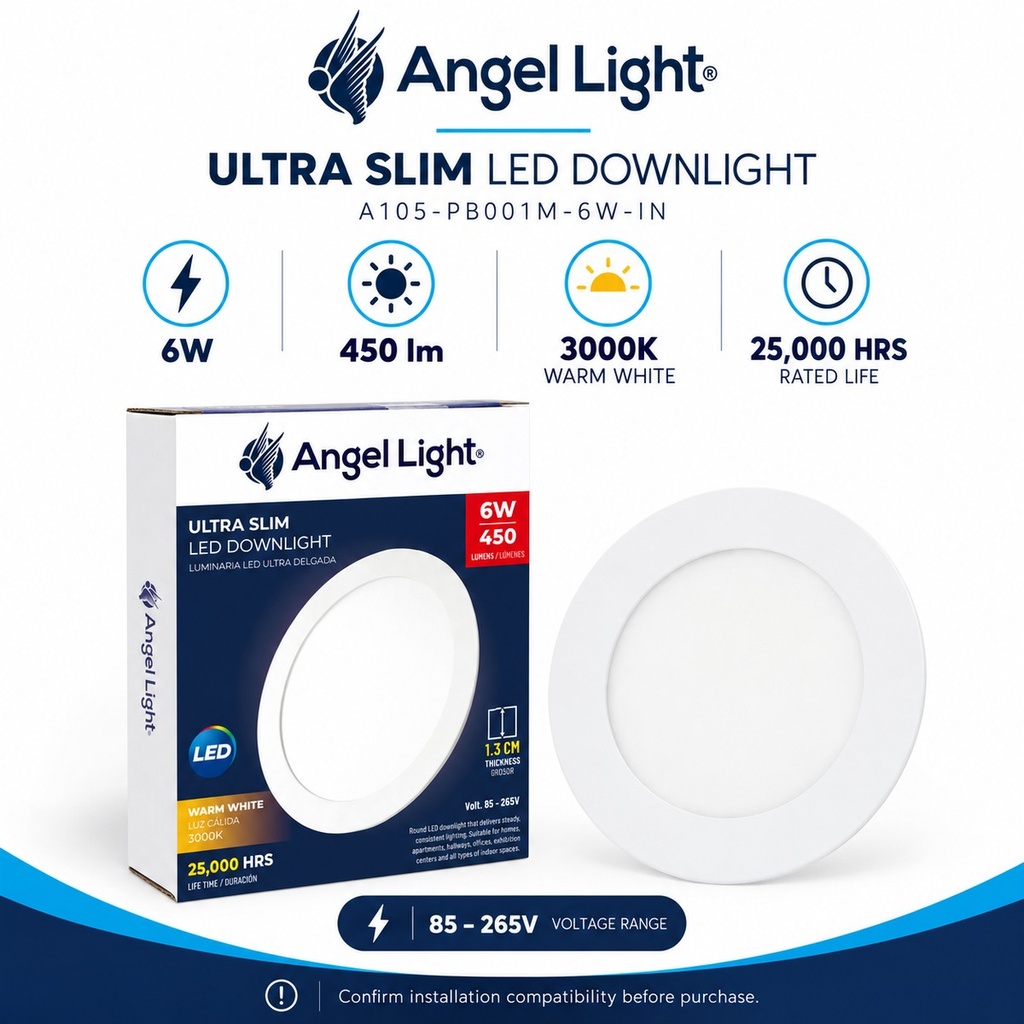 LED round recessed panel light 118mm 6w 3000K white