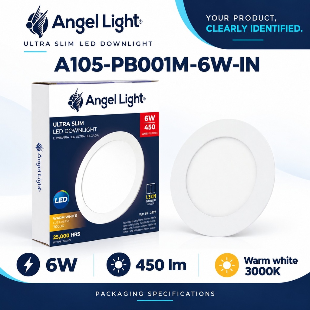 LED round recessed panel light 118mm 6w 3000K white