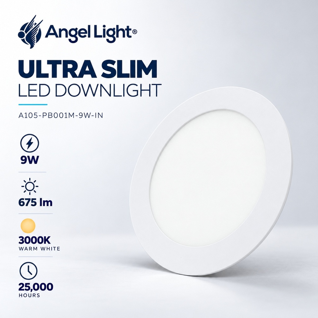 LED round recessed panel light 146mm 9w 3000K white