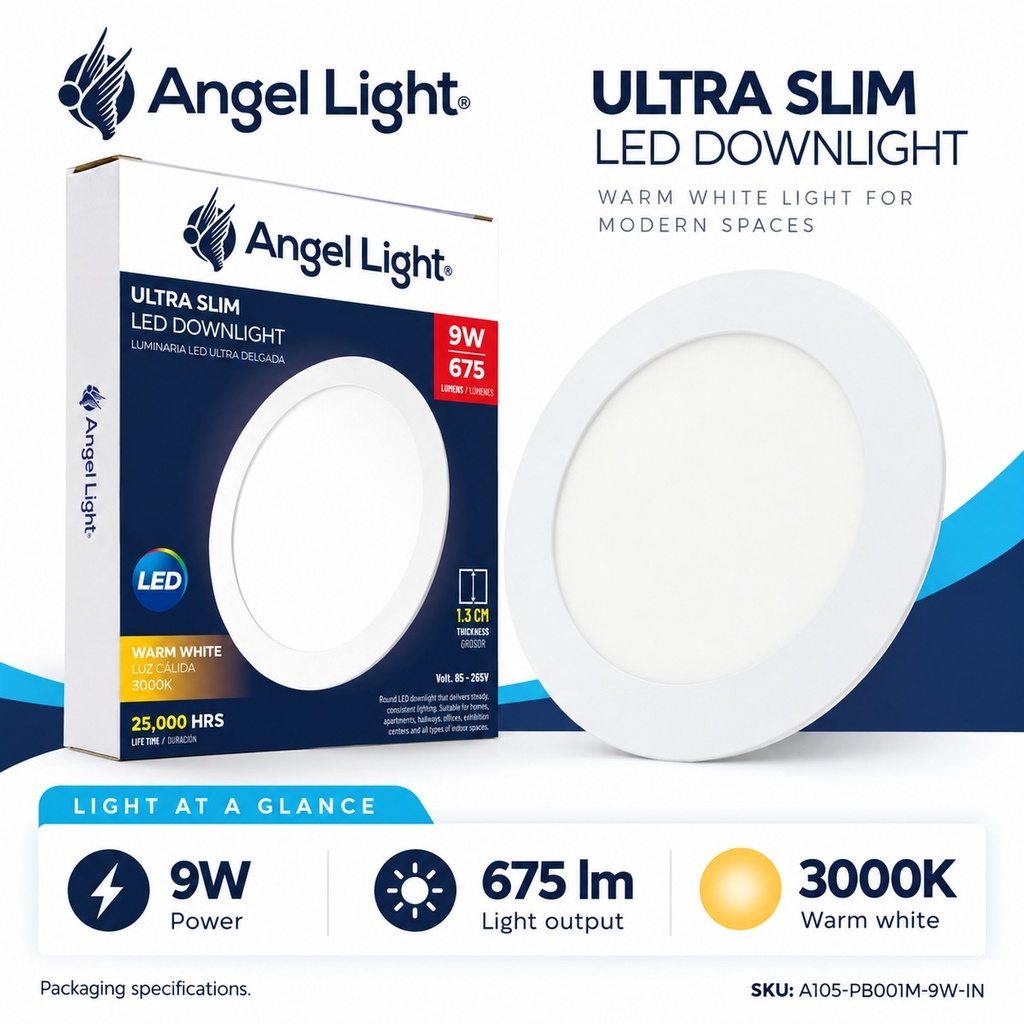 LED round recessed panel light 146mm 9w 3000K white
