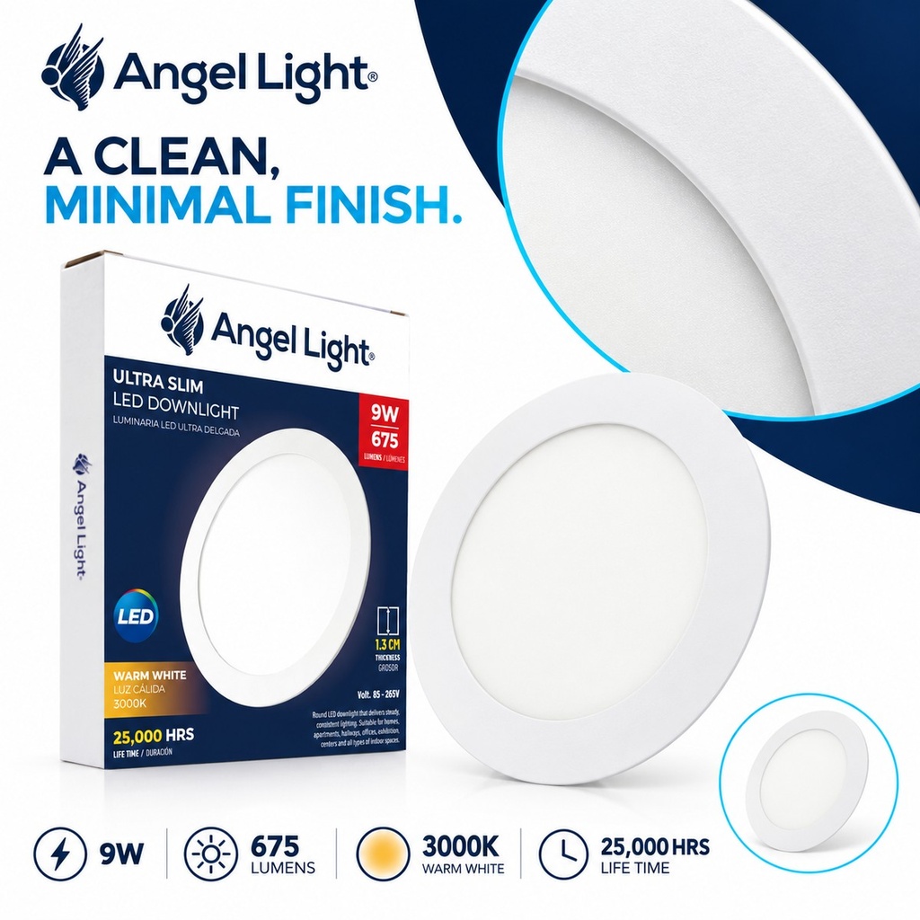 LED round recessed panel light 146mm 9w 3000K white