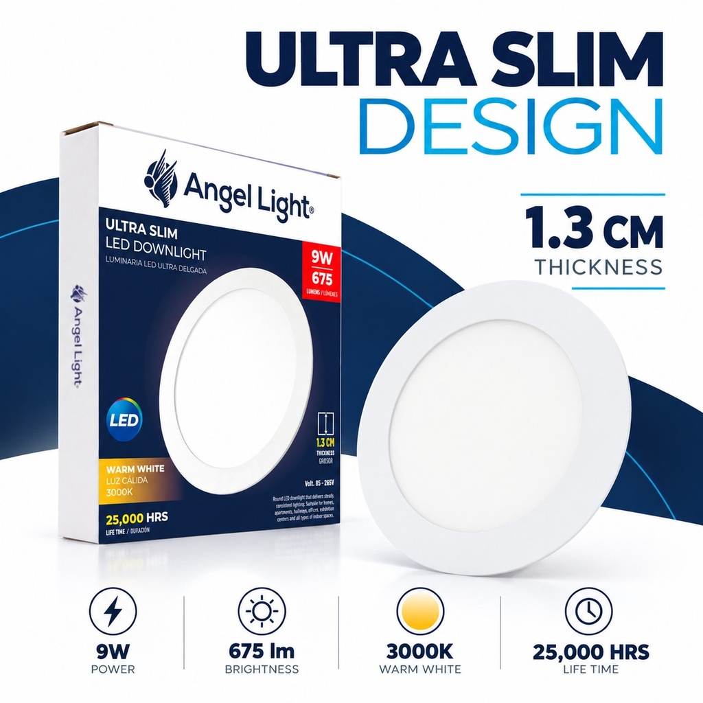 LED round recessed panel light 146mm 9w 3000K white