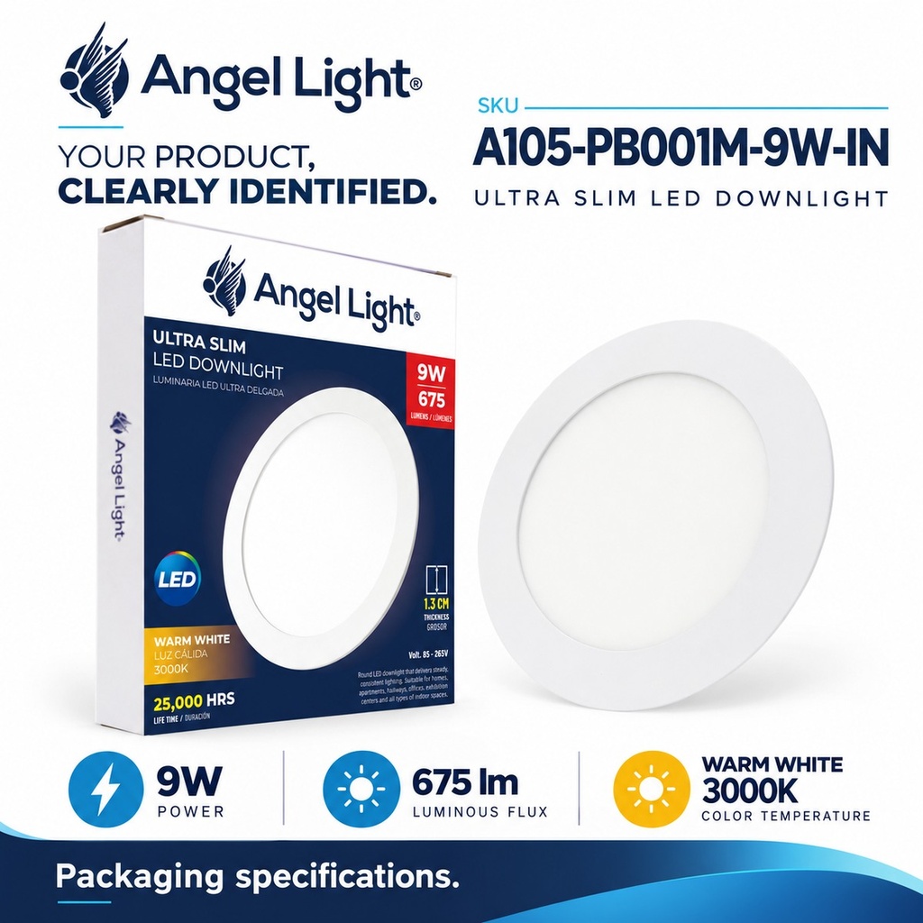 LED round recessed panel light 146mm 9w 3000K white