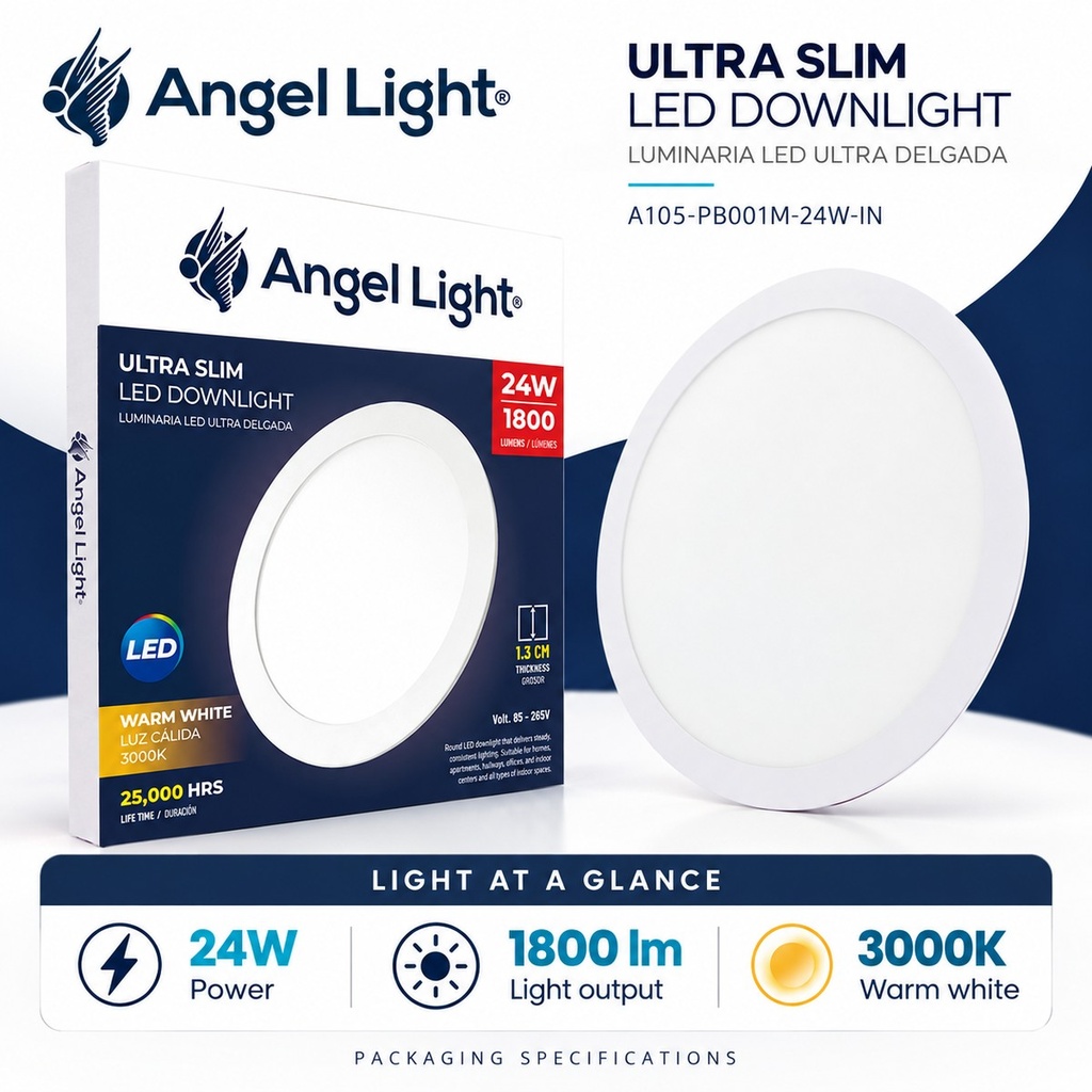 LED round recessed panel light 293mm 24w 3000K white