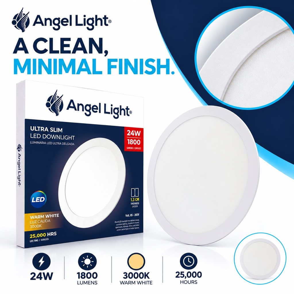 LED round recessed panel light 293mm 24w 3000K white