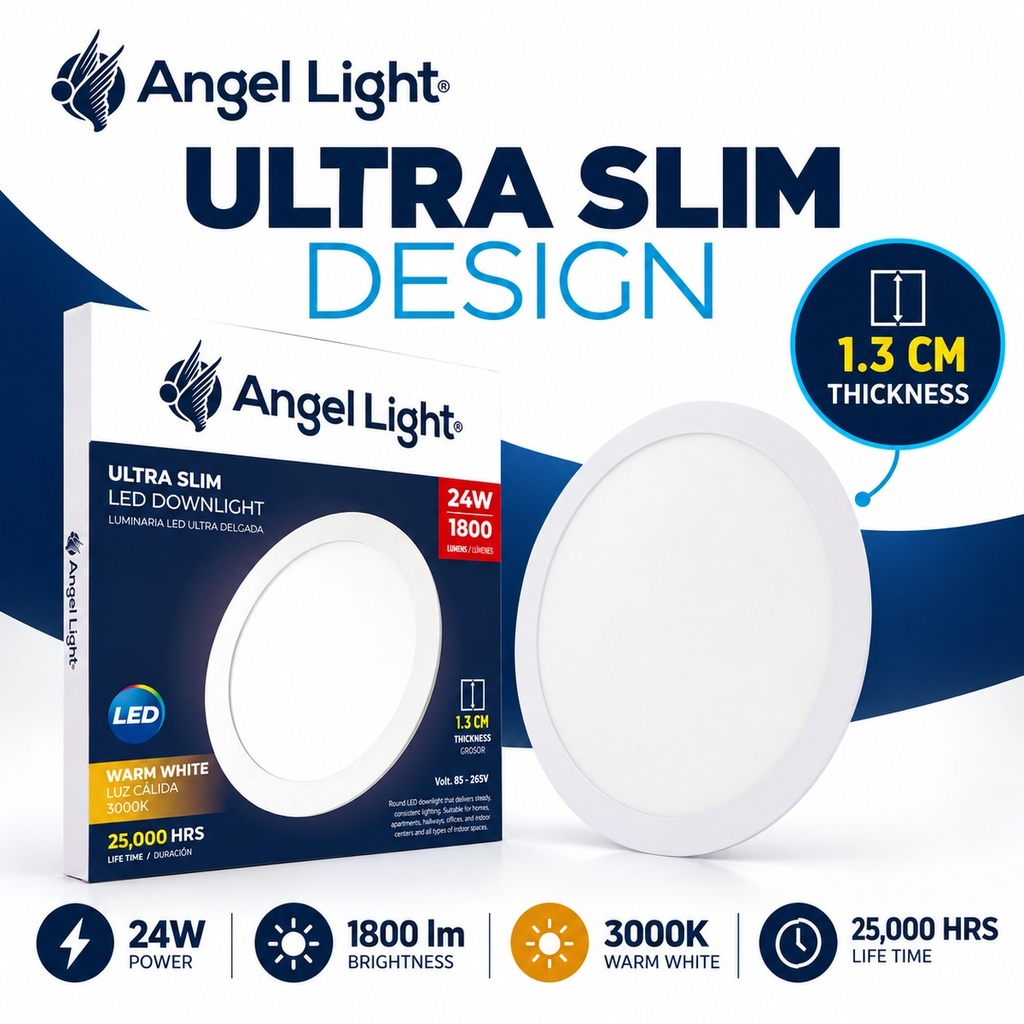 LED round recessed panel light 293mm 24w 3000K white