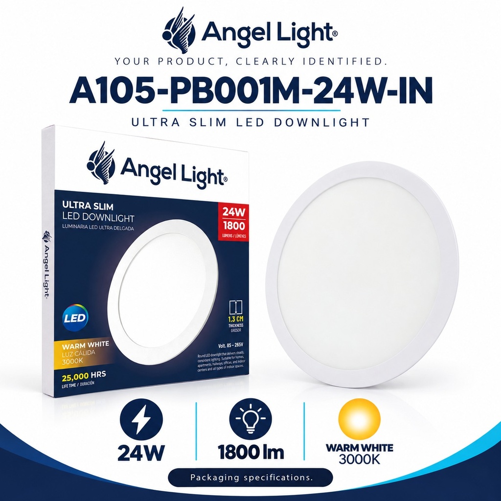 LED round recessed panel light 293mm 24w 3000K white