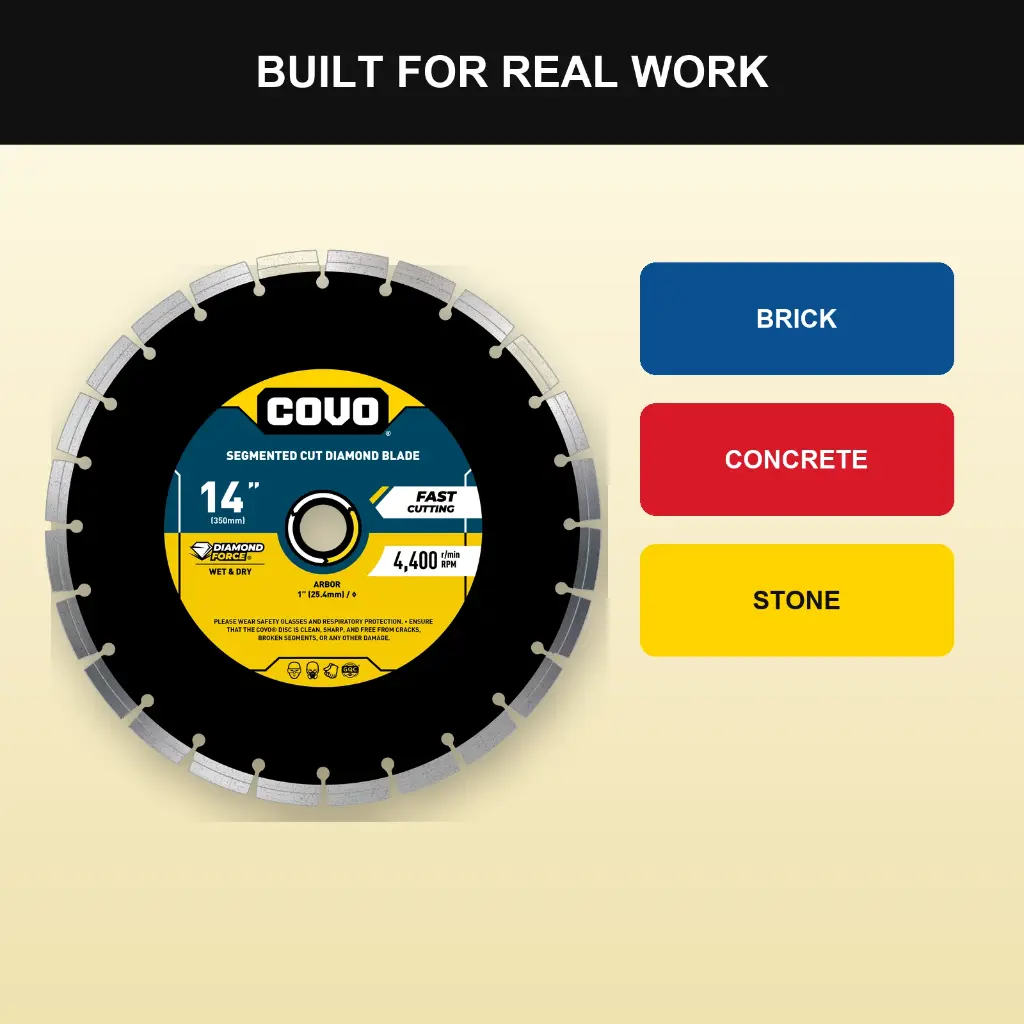 Segmented Diamond Cutting Blade / For Rough Concrete / Dry / 1 Piece / 14" (350mm)