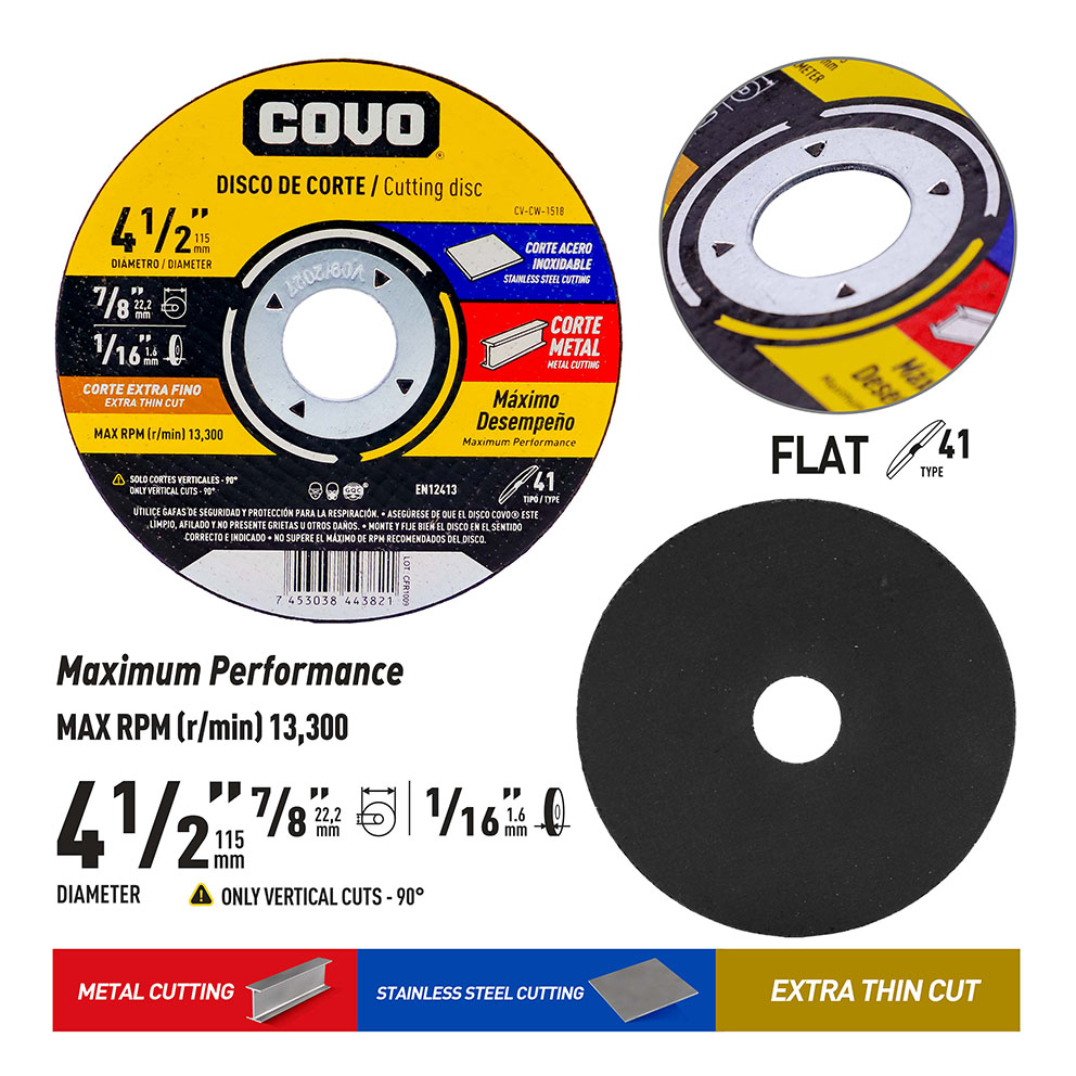 4-1/2" Thin Cutting Disc - Metal & INOX