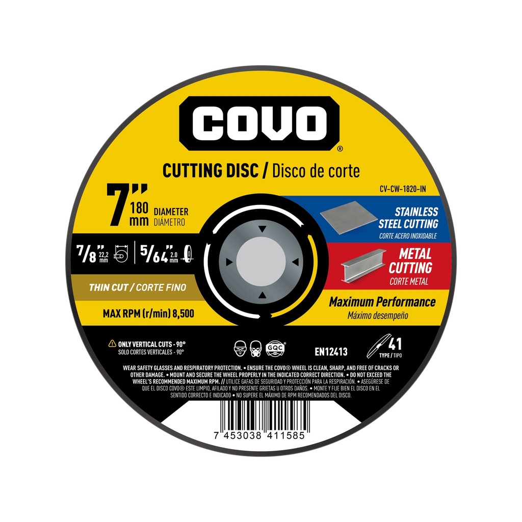 7" Thin Cutting Disc - Metal & INOX