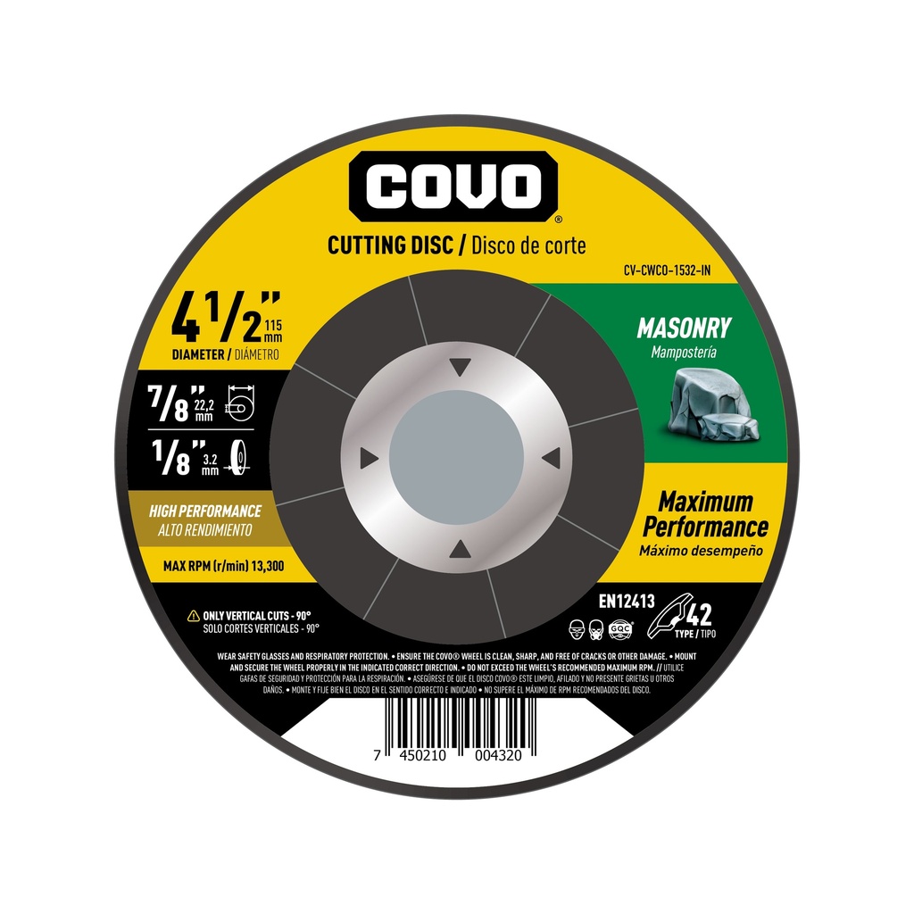 4-1/2" Depressed-Center Cutting Disc - Masonry