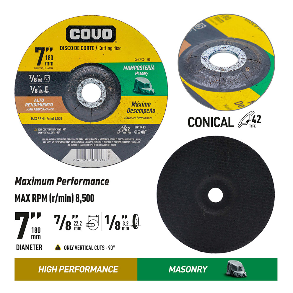 7" Depressed-Center Cutting Disc - Masonry