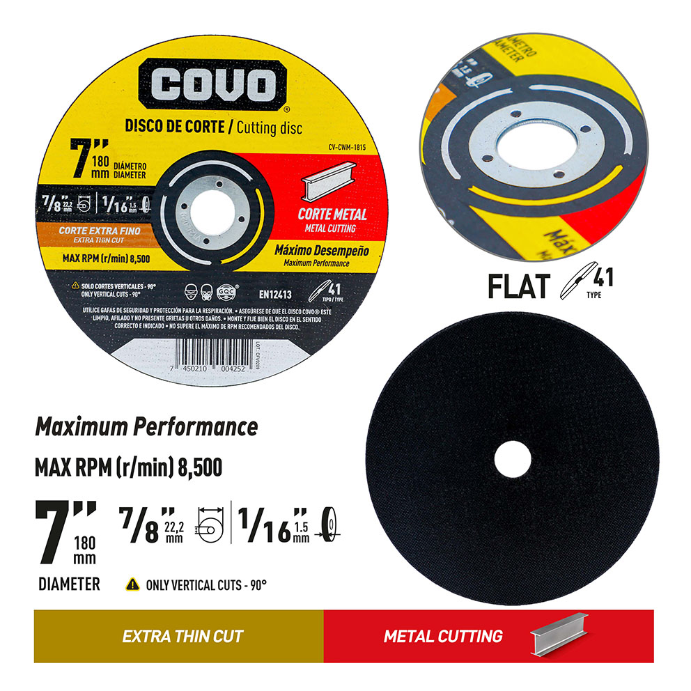 Extra Thin Metal Cutting Disc / Type 41 Flat / 1 Piece / 7" (180mm) / Thickness 1/16"/metal