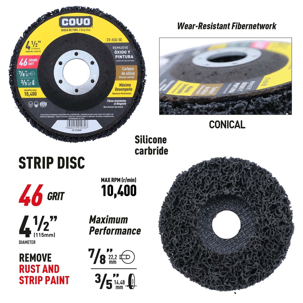 Paint & Rust Removal Disc / 4-1/2” (115mm) / Grit 46 / 1 Piece