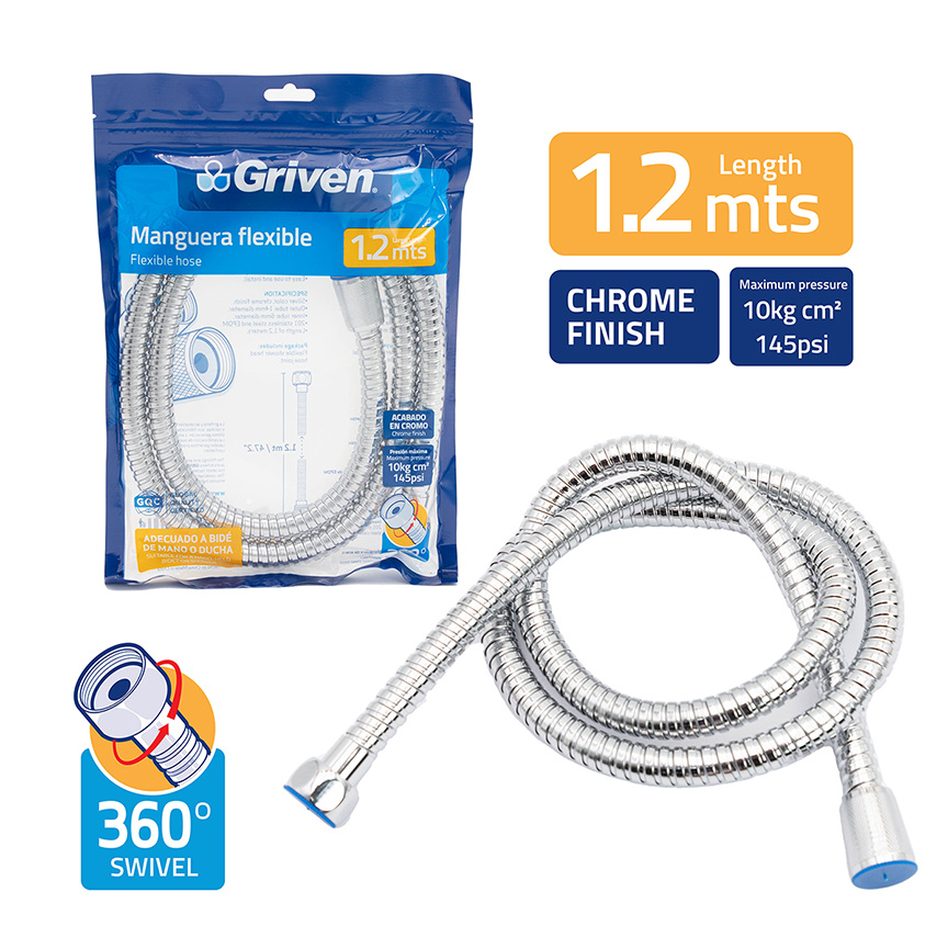 Flexible hose/HOSE/stainlesssteel/chrome/120cm