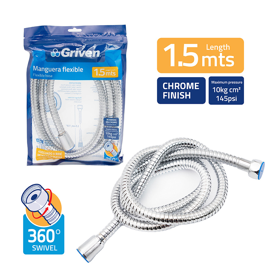 Flexible Hose - Stainless Steel - Chrome - 150cm
