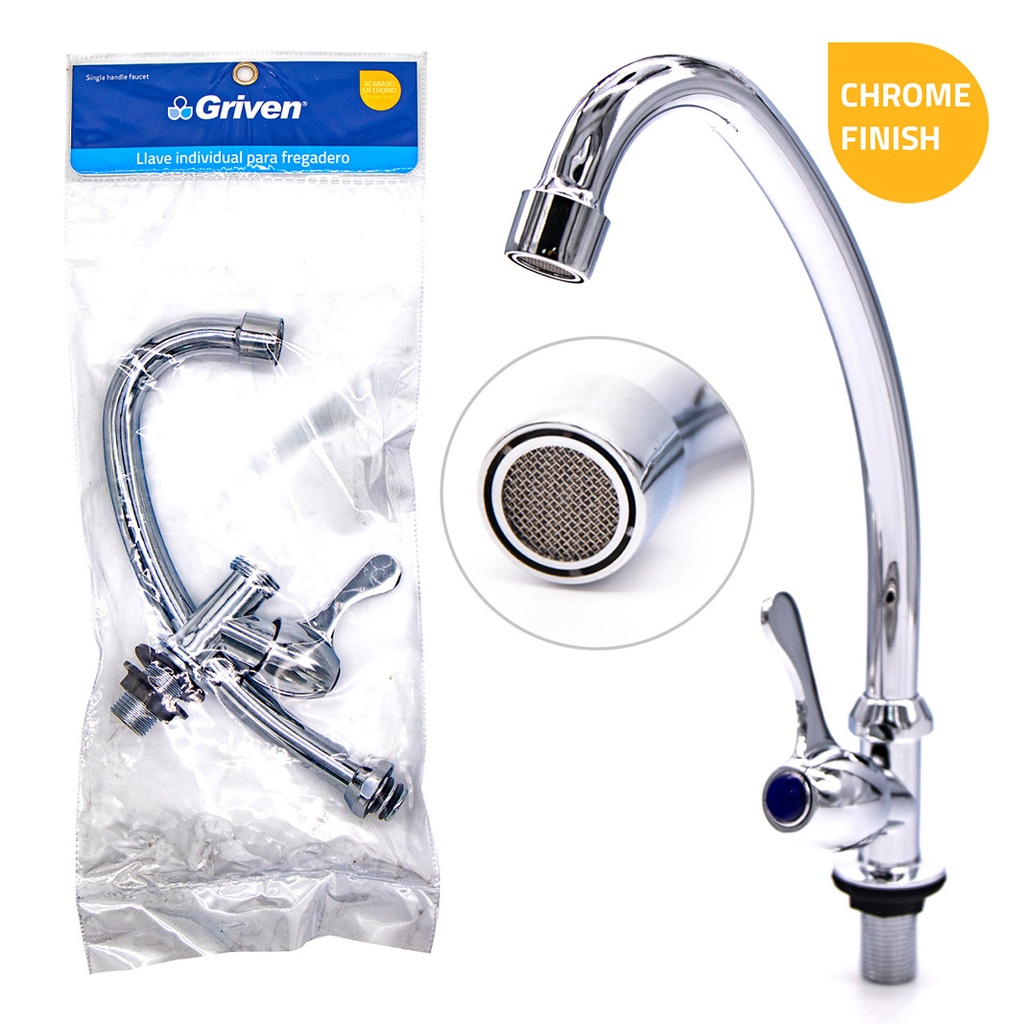 Single Handle Faucet - Zinc & Stainless Steel - 262g - Chrome
