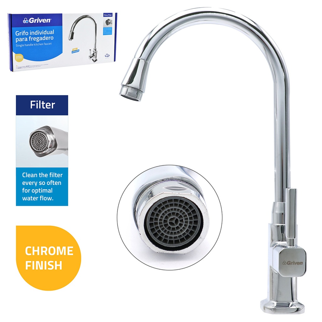 Single Handle Kitchen Faucet - Zinc - 510g - Chrome