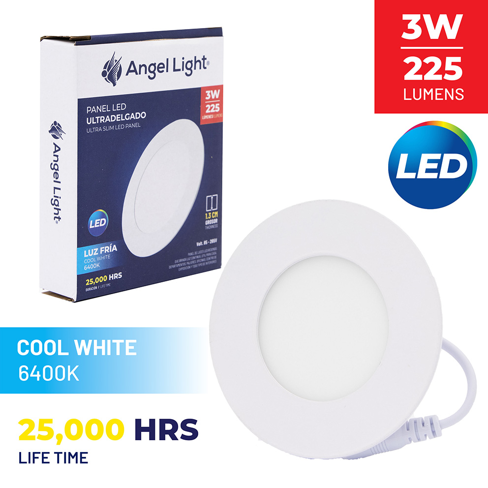 LED round recessed panel light 82mm 3w 6400K