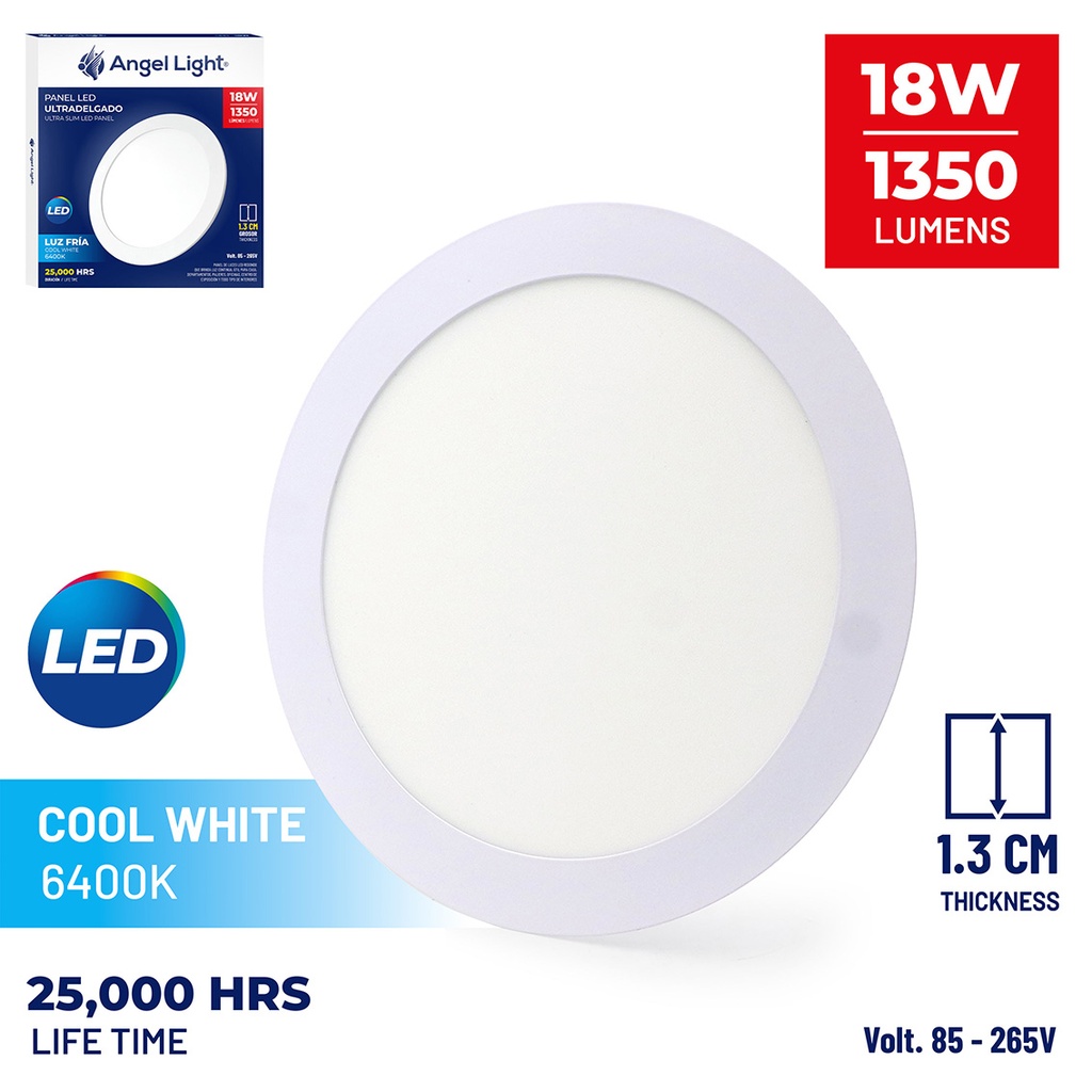 LED round recessed panel light 221mm 18w 6400K