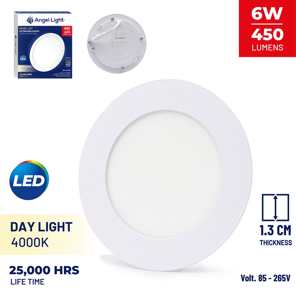 LED round recessed panel light 118mm 6w 4000K white