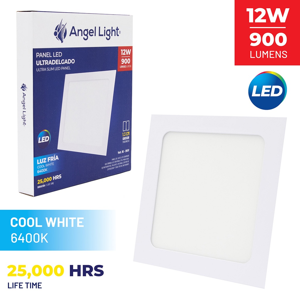 LED square recessed panel light 167mm 12w 6400K white