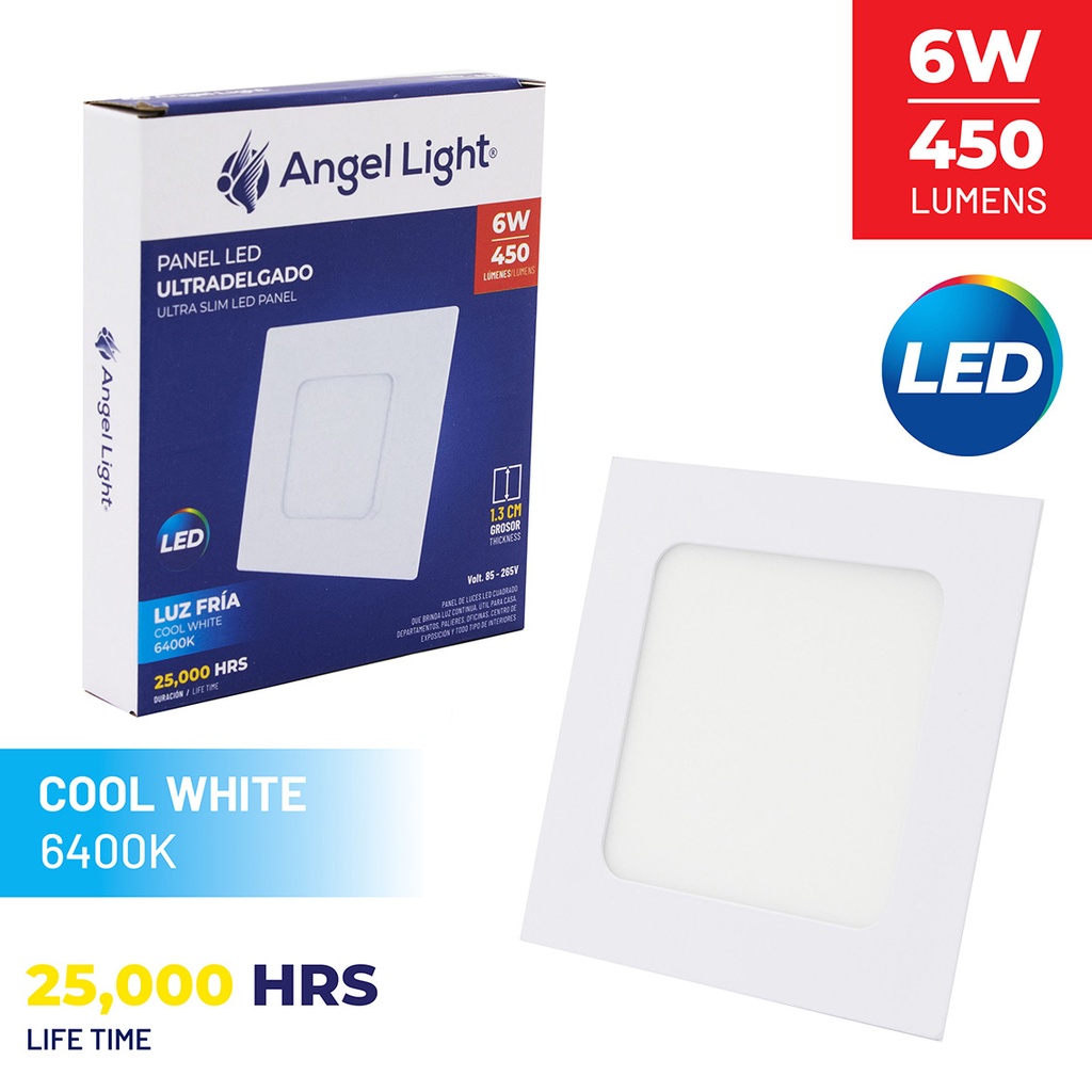 LED square recessed panel light 118mm 6w 6400K white