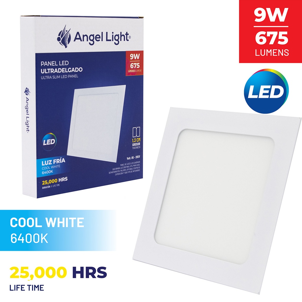 LED square recessed panel light 144mm 9w 6400K white