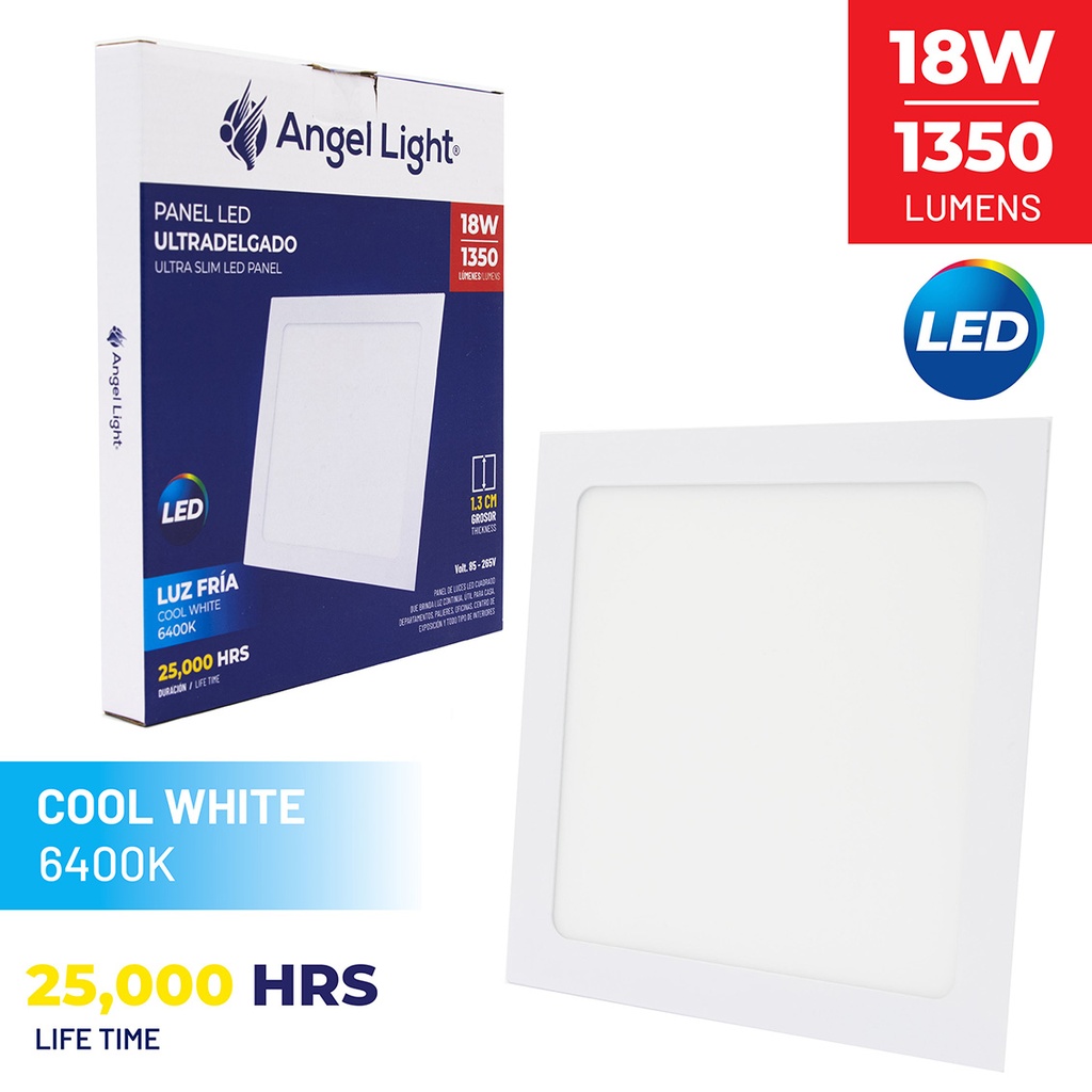 LED square recessed panel light 218mm 18w 6400K white