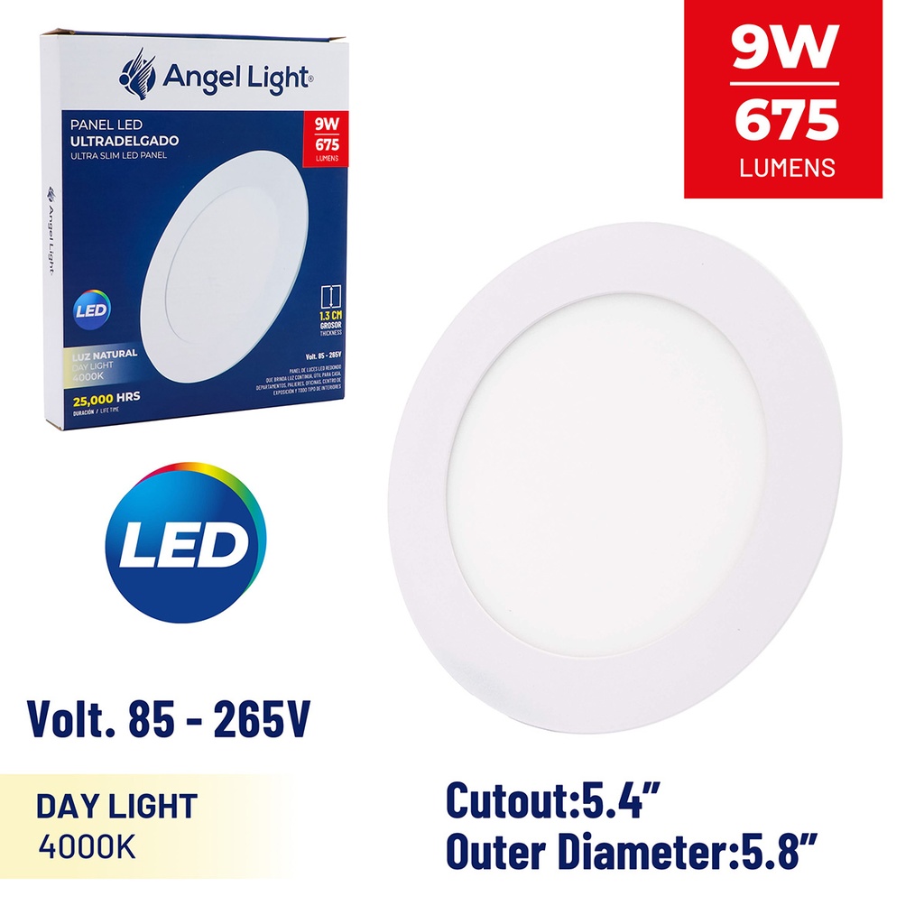 LED round recessed panel light 146mm 9w 4000K white