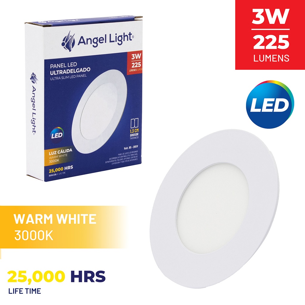 LED round recessed panel light 82mm 3w 3000K white