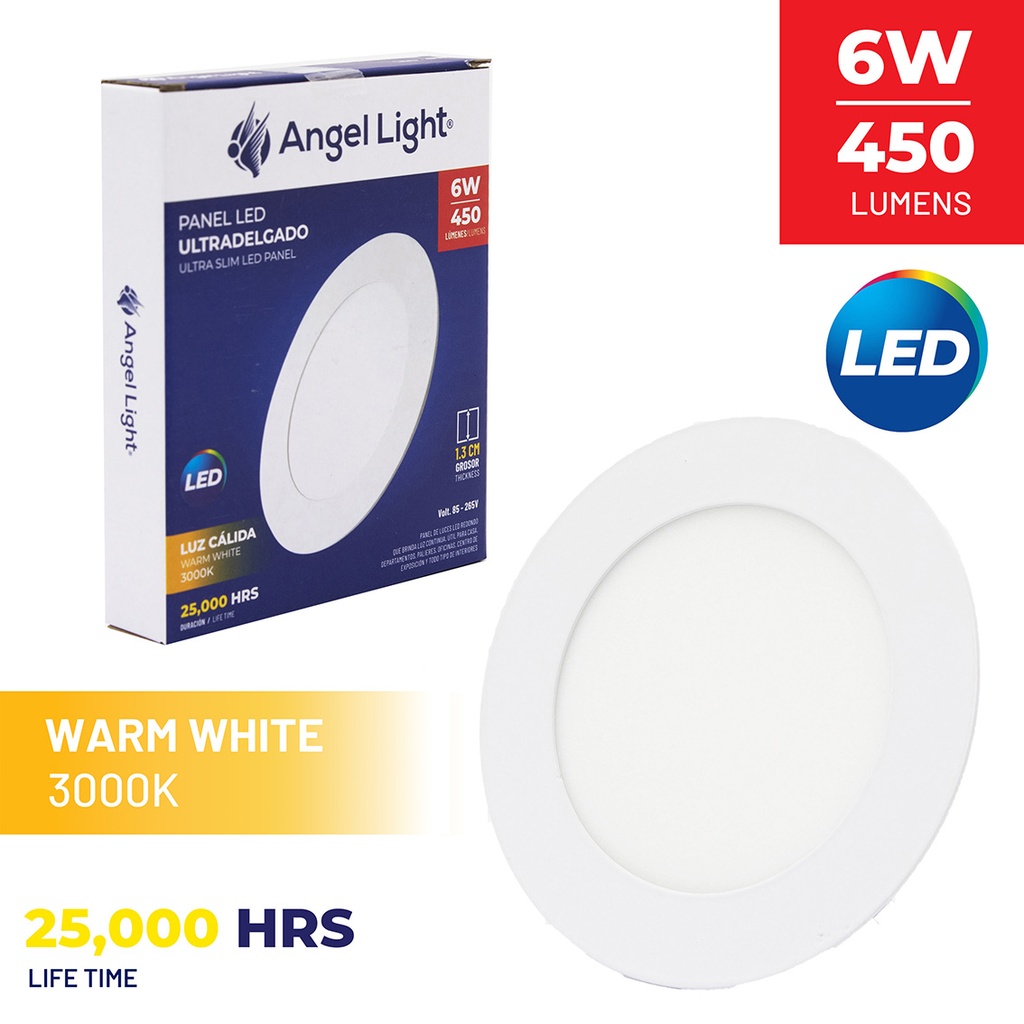 LED round recessed panel light 118mm 6w 3000K white