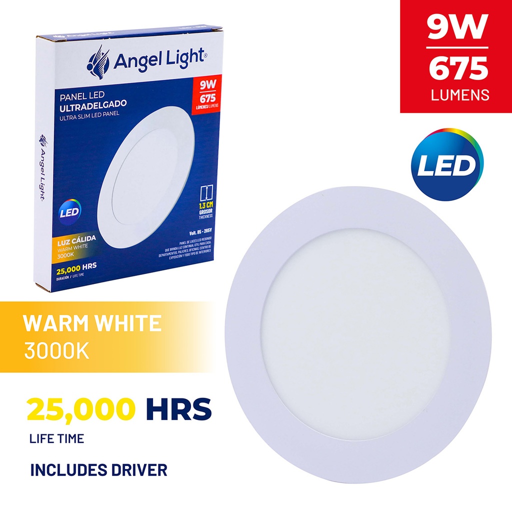 LED round recessed panel light 146mm 9w 3000K white