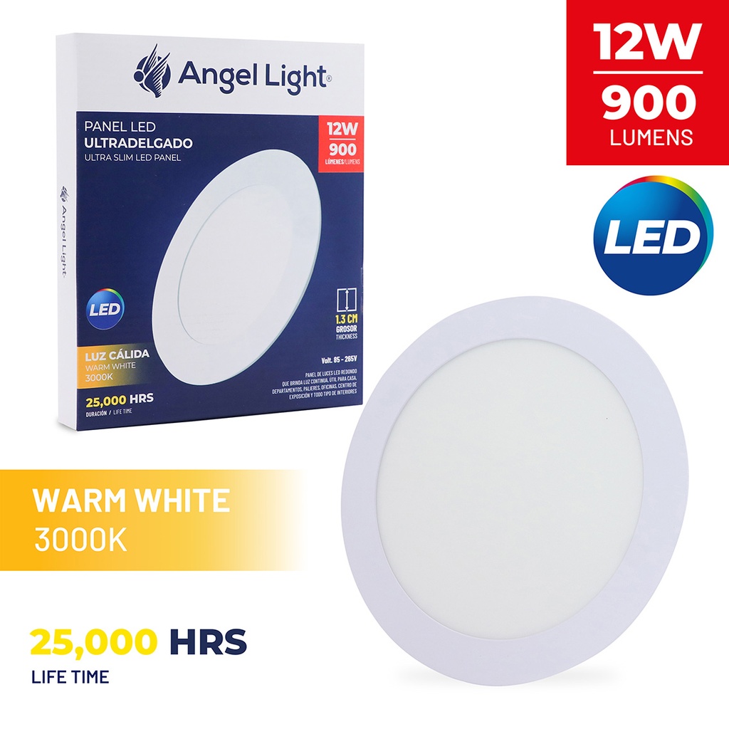 LED round recessed panel light 168mm 12w 3000K white