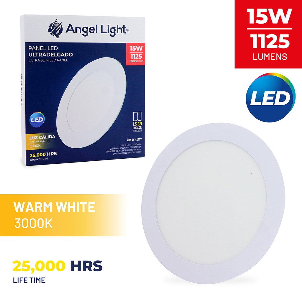 LED round recessed panel light 188mm 15w 3000K white